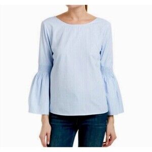 Walter Baker Blouse Light Blue white stripes Bell Sleeve Cotton Top blouse M